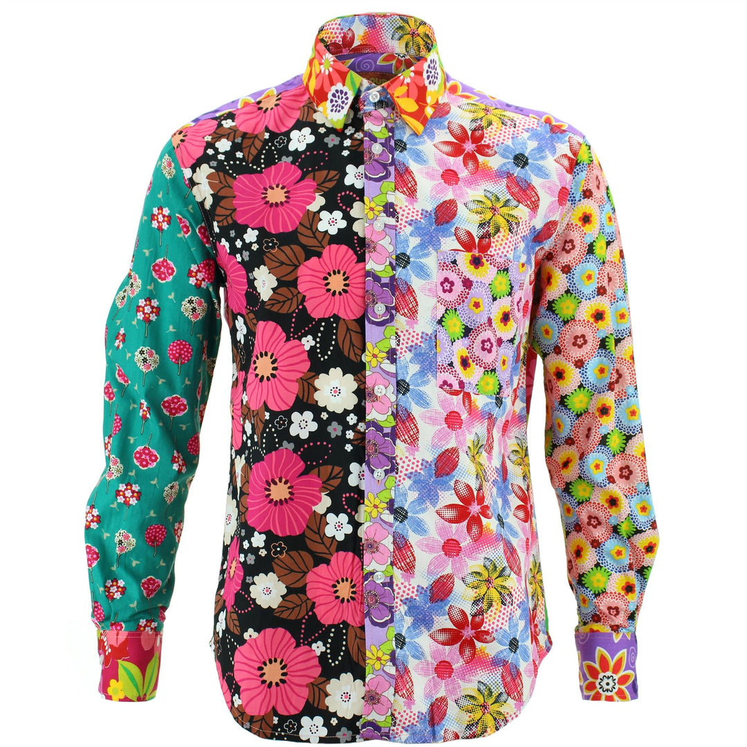 Regular Fit Long Sleeve Shirt - Random Mixed Panel - Floral