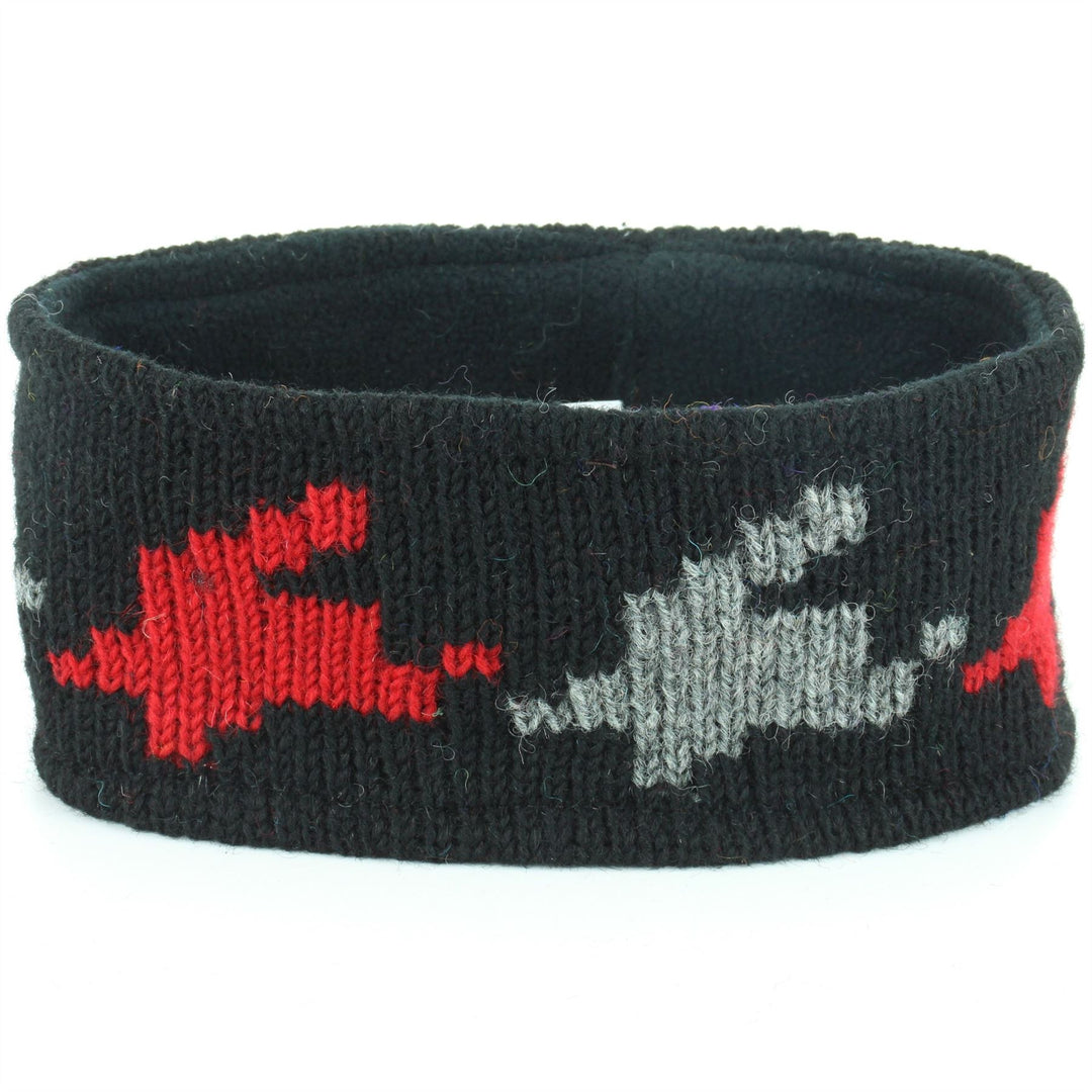 Wool Kint Headband - Red Houndstooth