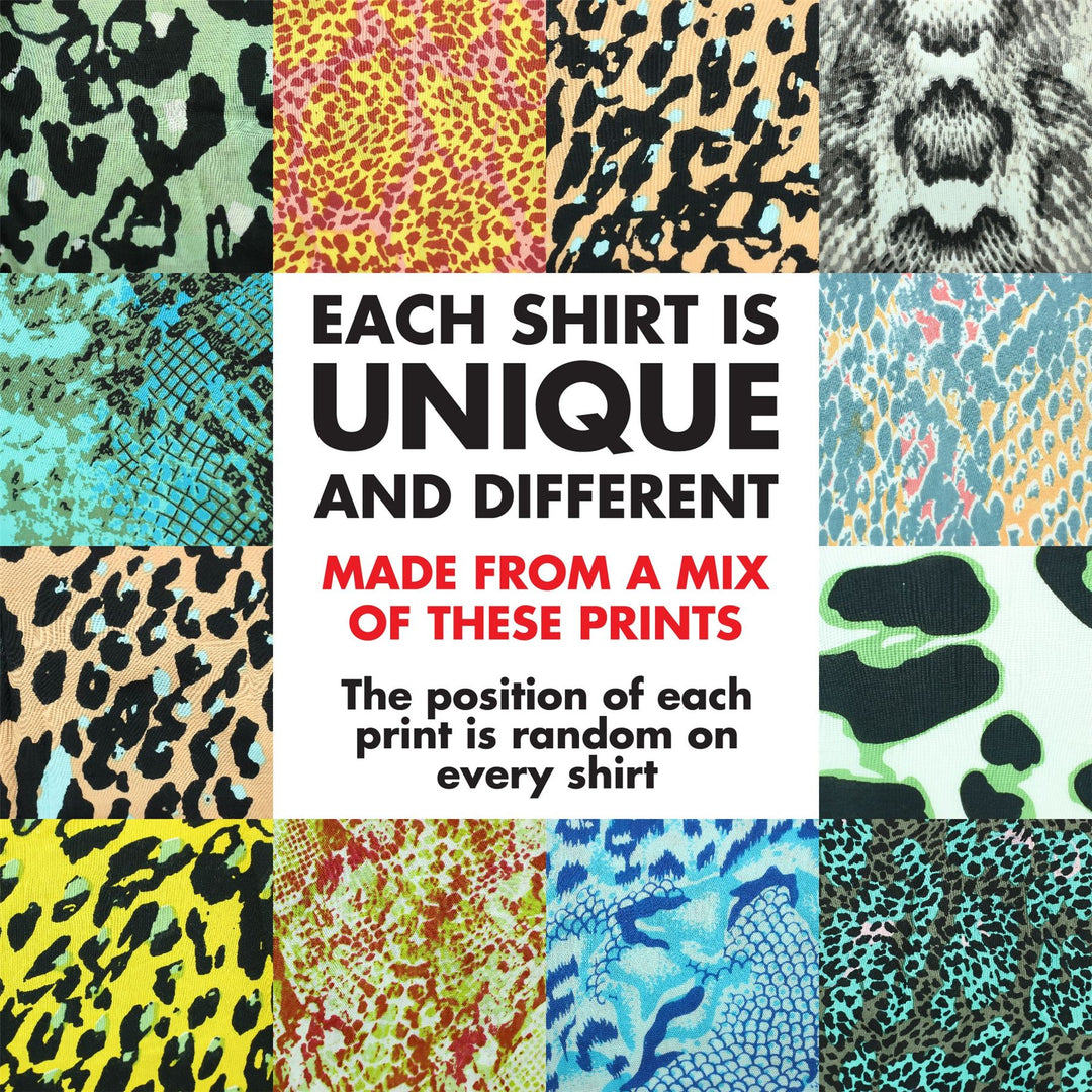 Regular Fit Long Sleeve Shirt - Random Mixed Panel - Animal Print