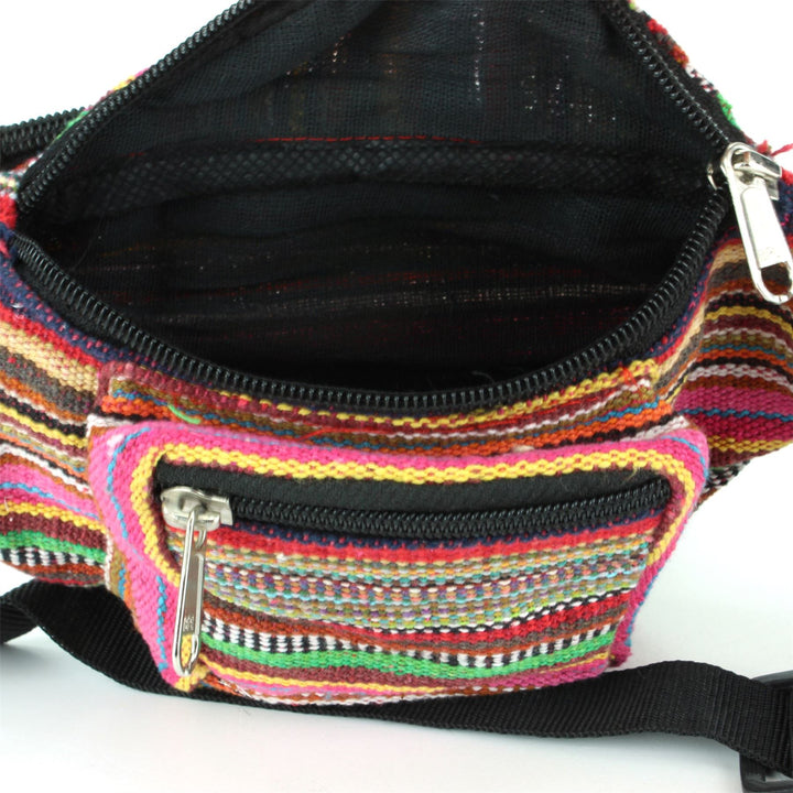 Canvas Bum Bag Money Belt Fanny Pack Pink & Multi Mix