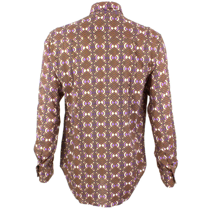 Regular Fit Long Sleeve Shirt - Brown & Purple Abstract