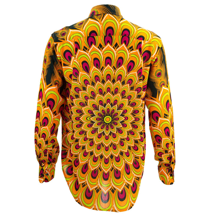 Regular Fit Long Sleeve Shirt - Peacock Mandala - Orange Red