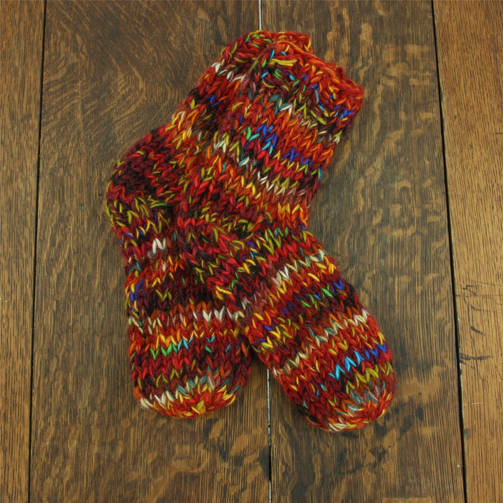 Hand Knitted Wool Ankle Socks - SD Red Mix