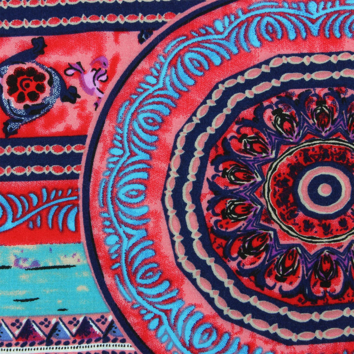 Tailored Fit Long Sleeve Shirt - Red & Blue Mandala