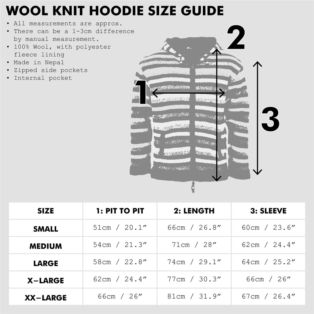 Hand Knitted Wool Hooded Jacket Cardigan - Stripe Anu