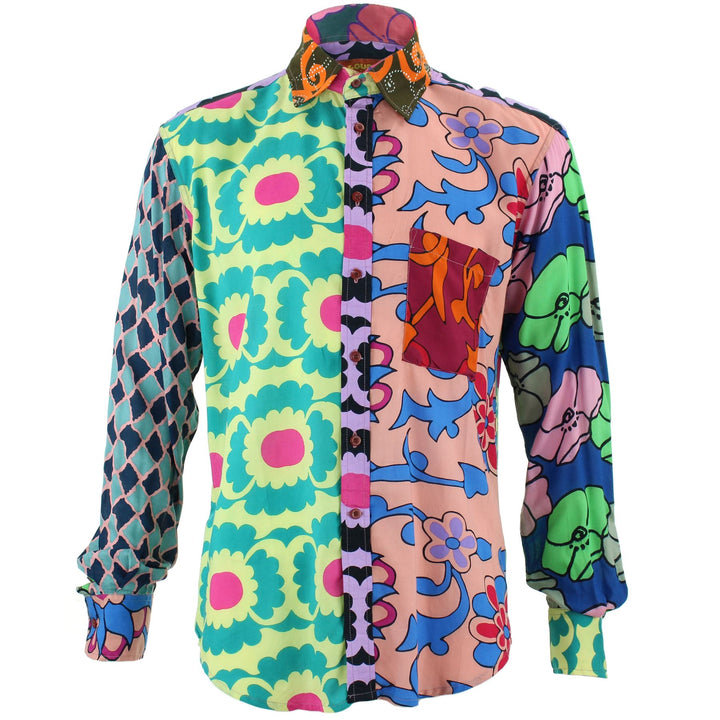 Regular Fit Long Sleeve Shirt - Random Mixed Panel - Bold Floral