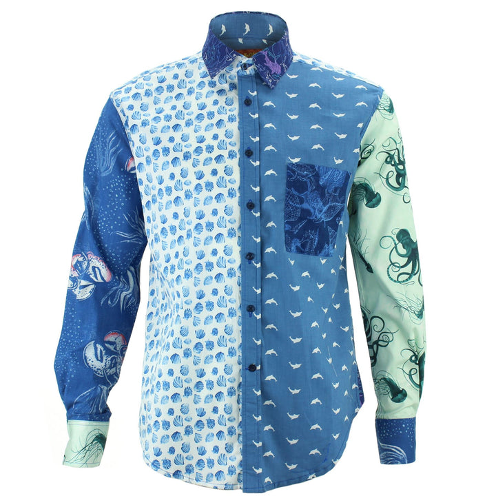 Regular Fit Long Sleeve Shirt - Random Mixed Panel - Sealife