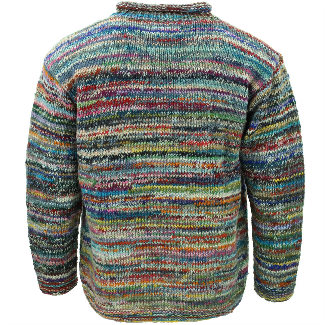 Chunky Wool Space Dye Knit Jumper - Grey Multi