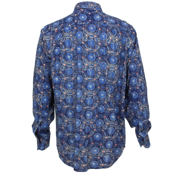 Regular Fit Long Sleeve Shirt - Blue Abstract Floral