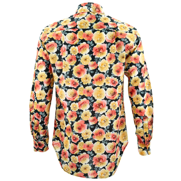 Regular Fit Long Sleeve Shirt - Blooming - Black Orange