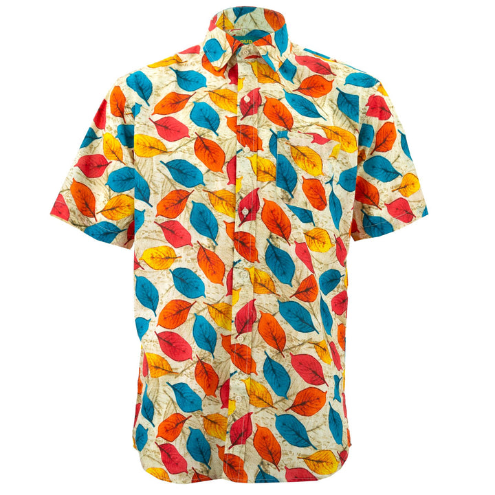 Regular Fit Short Sleeve Shirt - Leaves