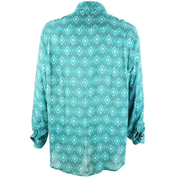 Regular Fit Long Sleeve Shirt - Green Aztec Diamonds