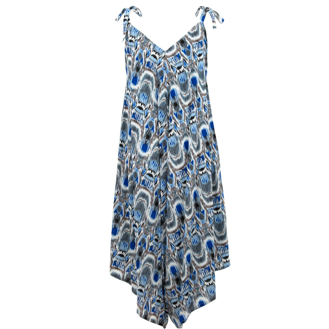 Strappy Jumpsuit - Ikat New Blue