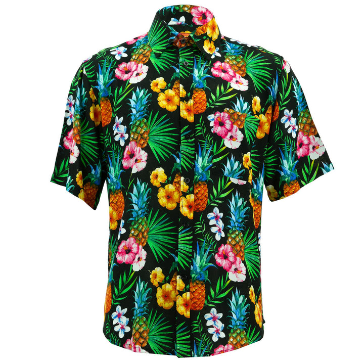 Regular Fit Short Sleeve Shirt - Totally Tropical - Black