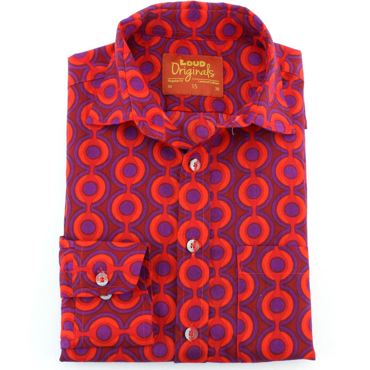 Regular Fit Long Sleeve Shirt - Red & Purple Circles