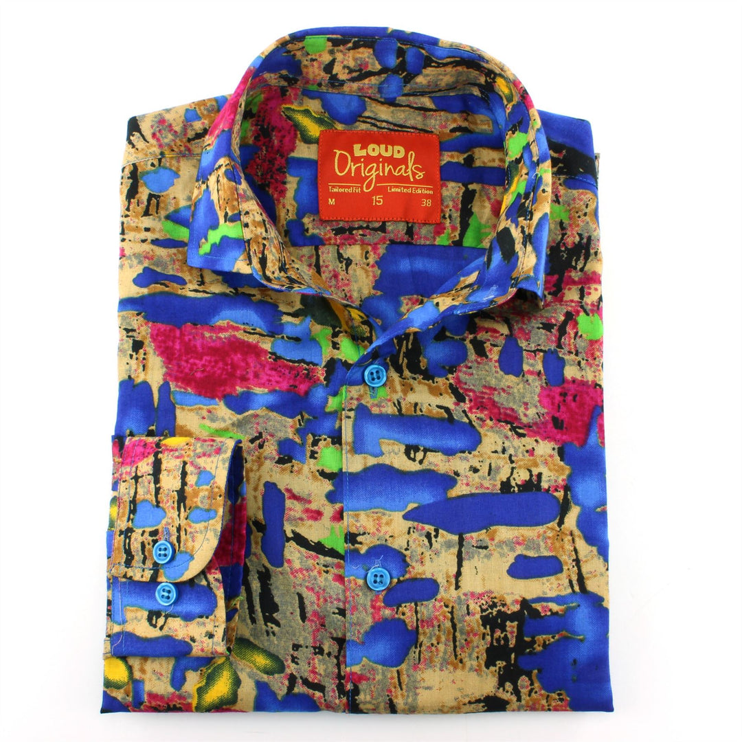 Tailored Fit Long Sleeve Shirt - Colourful Ink Blots