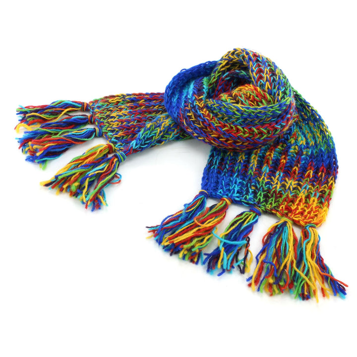 Hand Knitted Wool Scarf - SD Rainbow