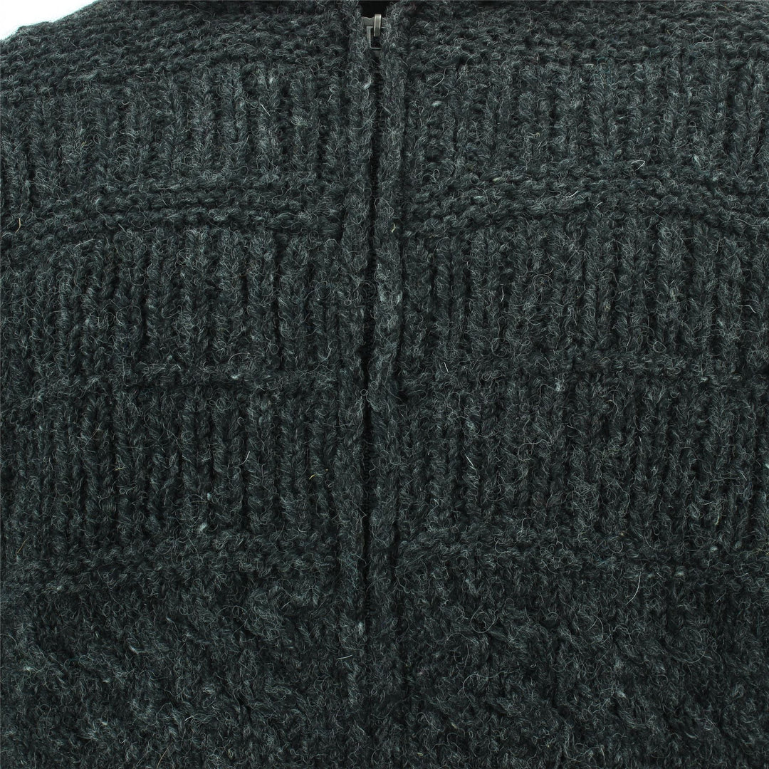 Chunky Wool Multi Knit Hoodie - Charcoal