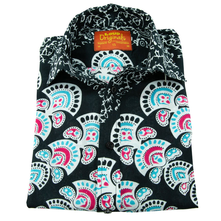 Regular Fit Long Sleeve Shirt - Mandala - Black White