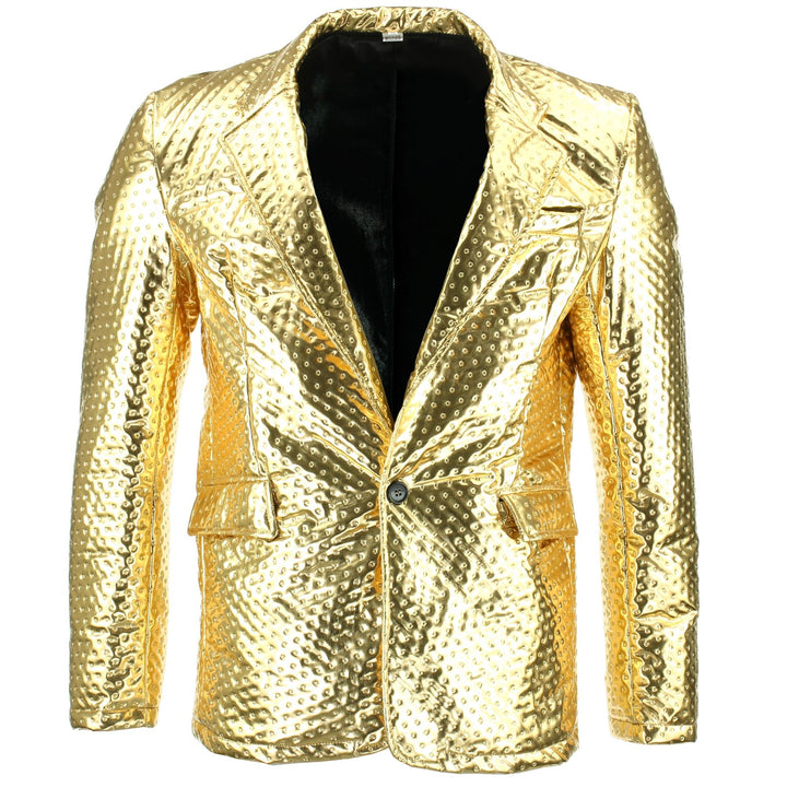 Shiny Metallic Embossed Jacket - Gold