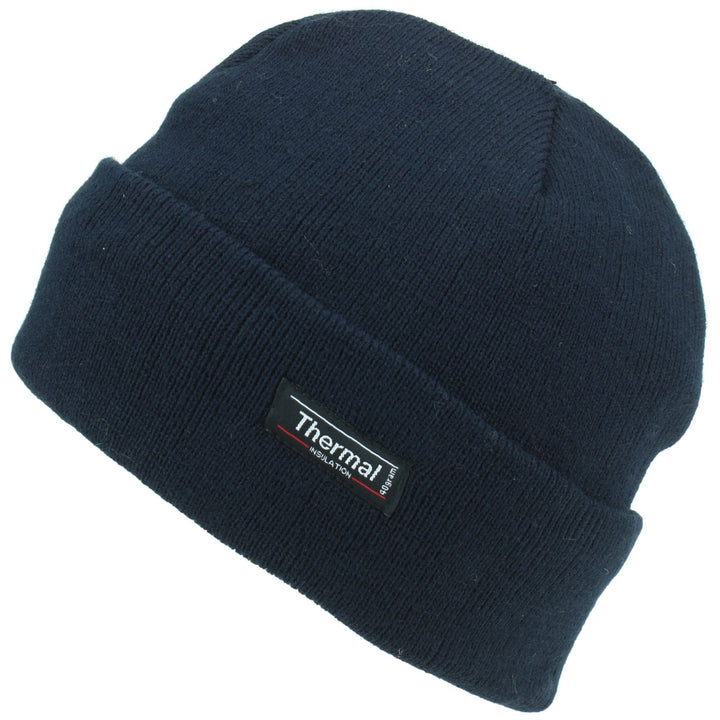 Fine Knit Beanie Hat - Navy