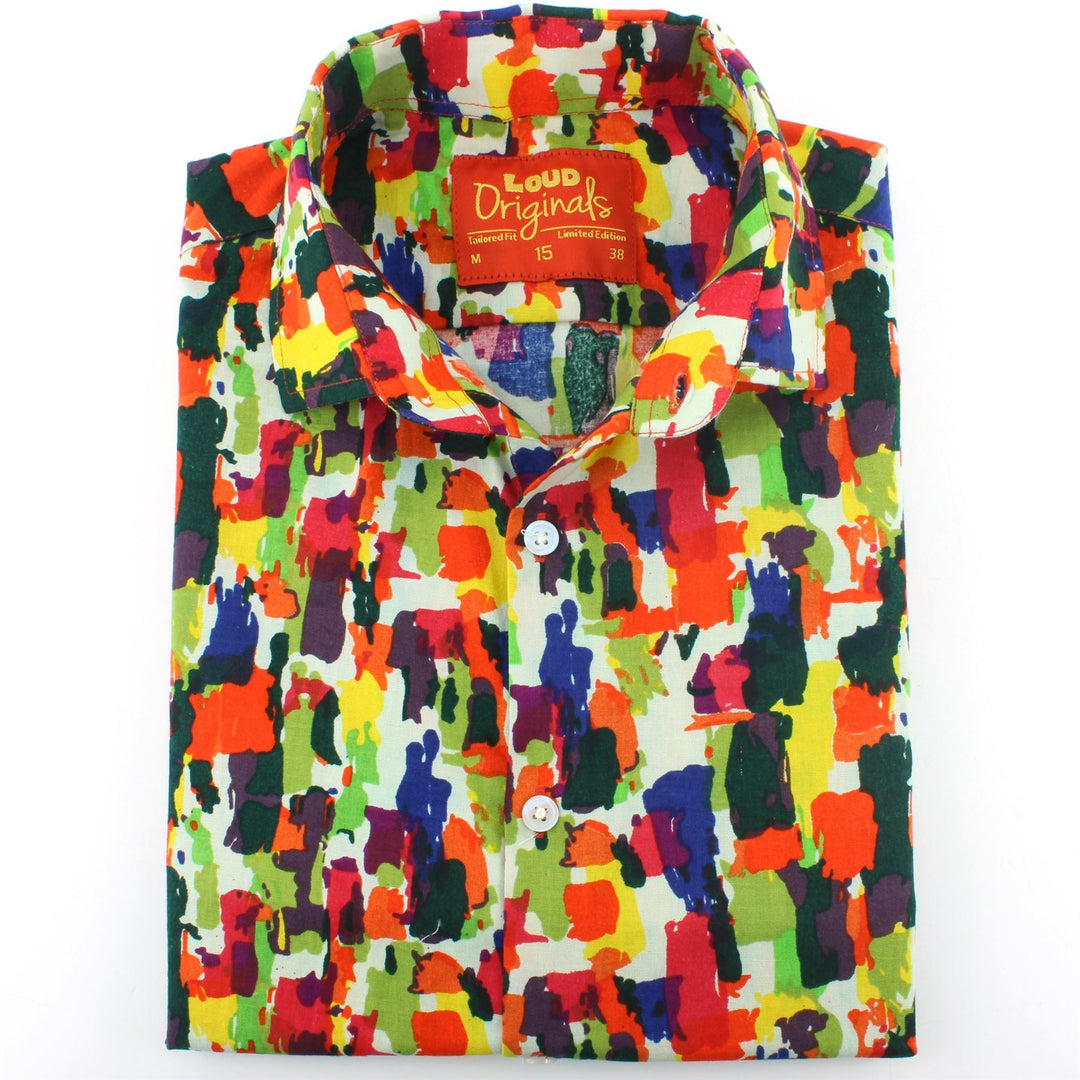 Tailored Fit Short Sleeve Shirt - Paintbrush Strokes