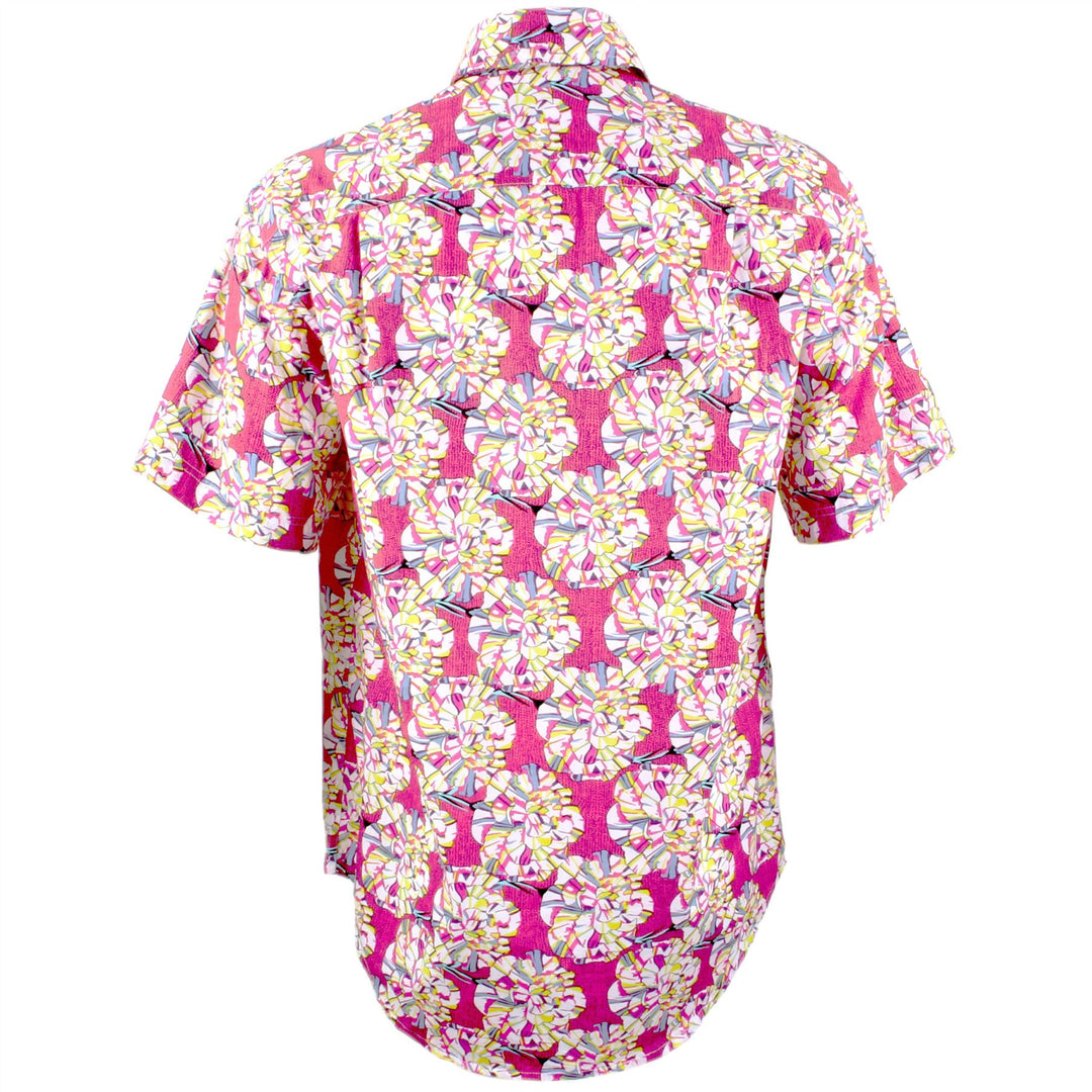 Regular Fit Short Sleeve Shirt - Pink Floral Geometric