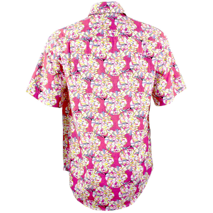 Regular Fit Short Sleeve Shirt - Pink Floral Geometric