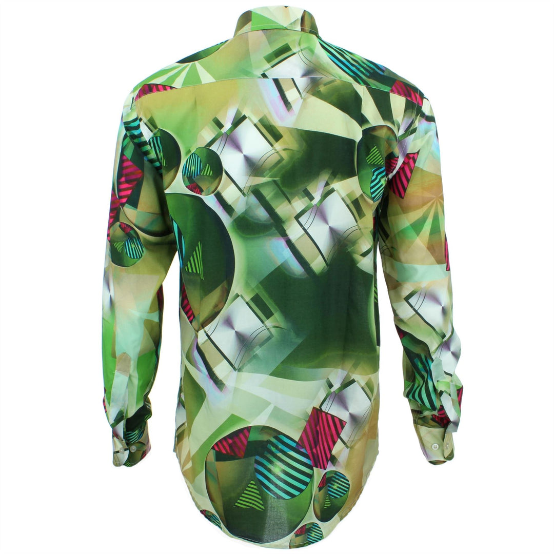 Regular Fit Long Sleeve Shirt - Green & Red Abstract