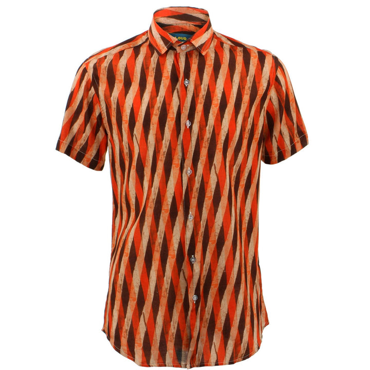 Slim Fit Short Sleeve Shirt - Overlapping Art Deco