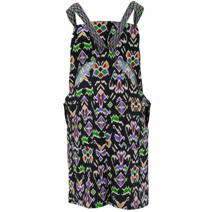 Chic Tea Shift Dungaree Dress - Black Tribal