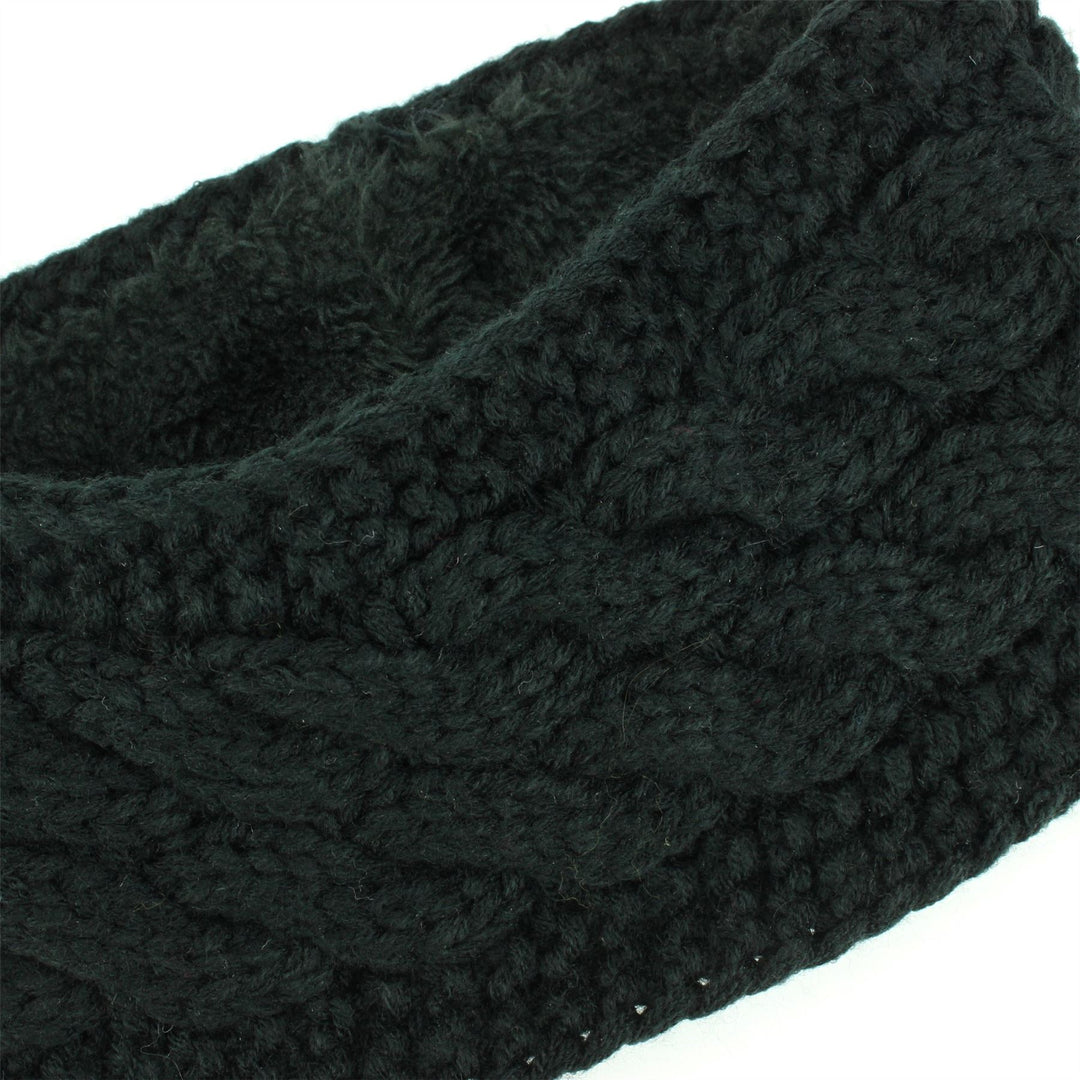 Knitted Ribbed Headband - Black