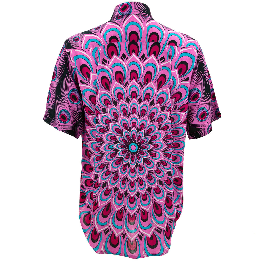 Regular Fit Short Sleeve Shirt - Peacock Mandala - Pink