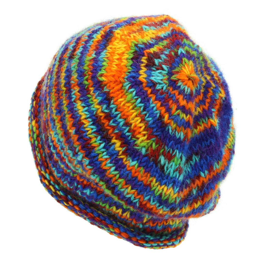 Hand Knitted Wool Beanie Hat - SD Rainbow