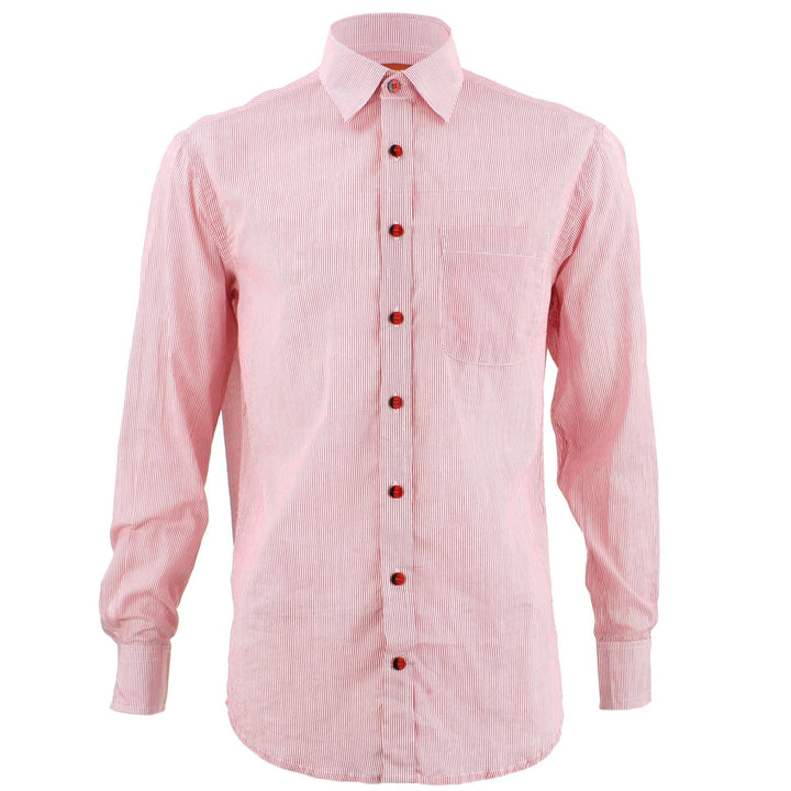 Regular Fit Long Sleeve Shirt - Pink Pinstripe