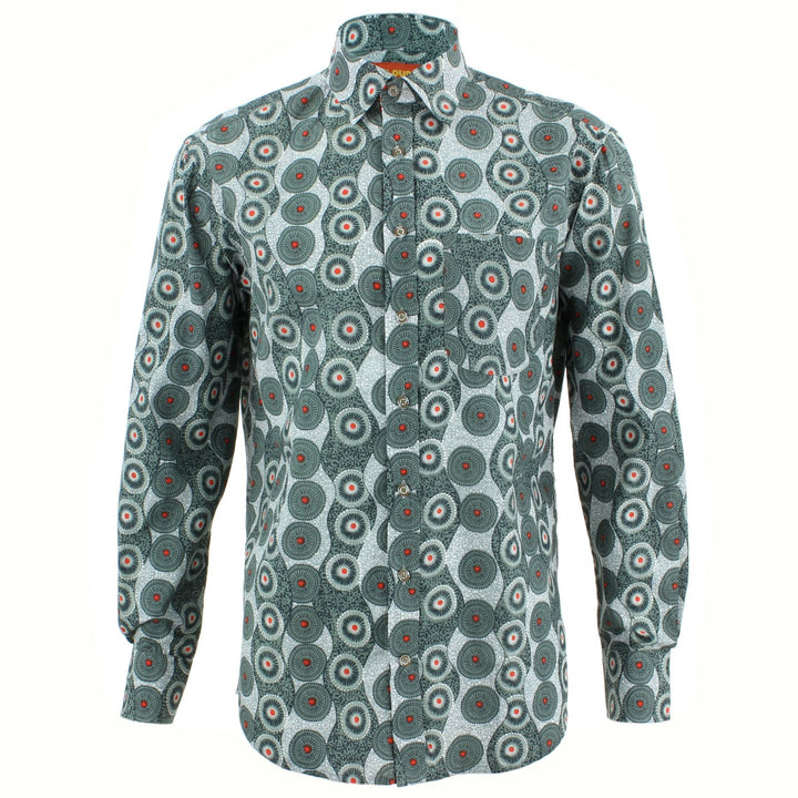 Regular Fit Long Sleeve Shirt - Grey Abstract Umbrellas