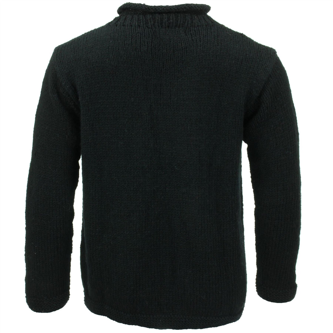 Chunky Wool Knit Star Jumper - Black & Cream