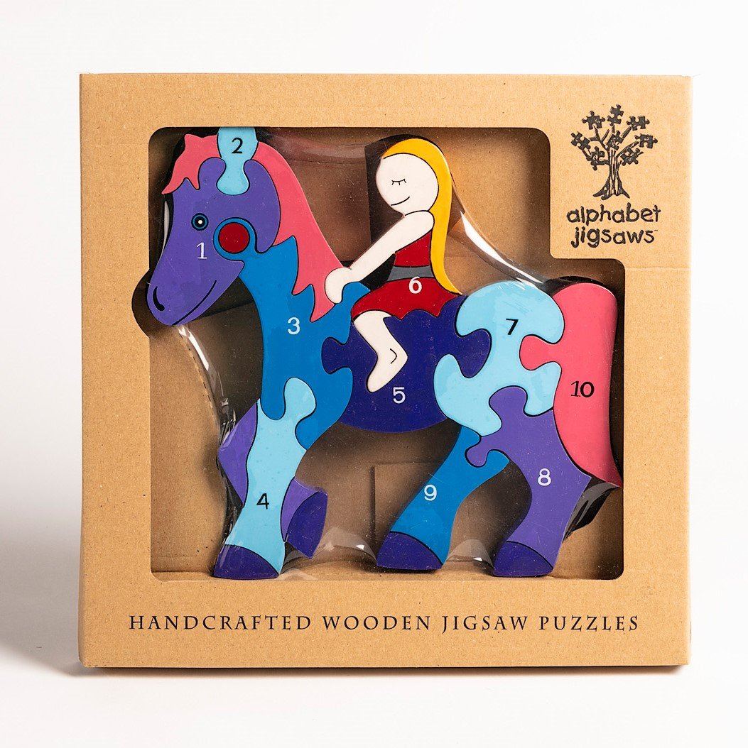 Handmade Wooden Jigsaw Puzzle - Number Horse