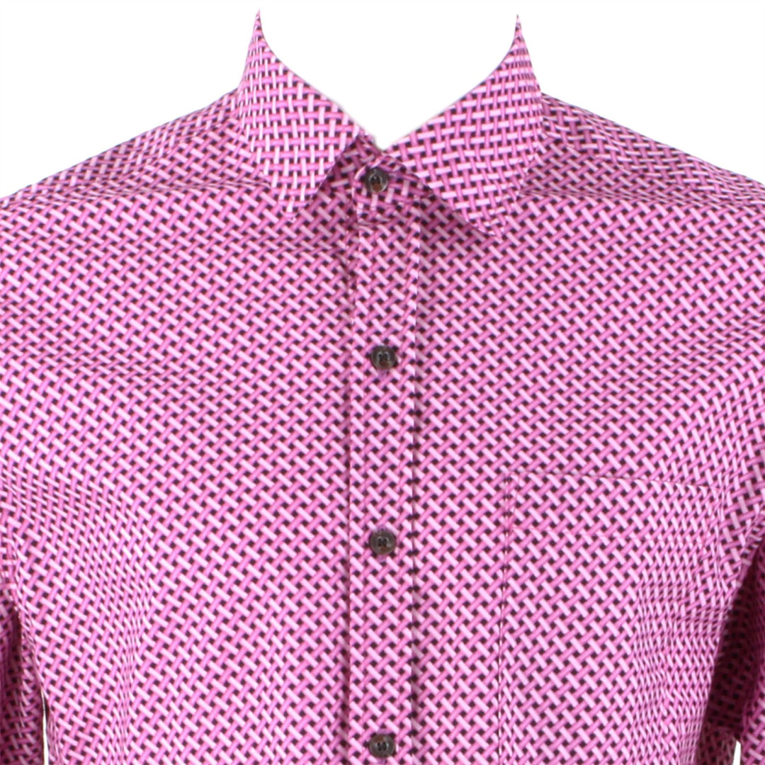 Regular Fit Long Sleeve Shirt - Pink & Purple Crosshatch