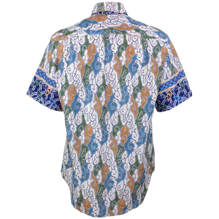 Regular Fit Short Sleeve Shirt - Grey & Blue Abstract