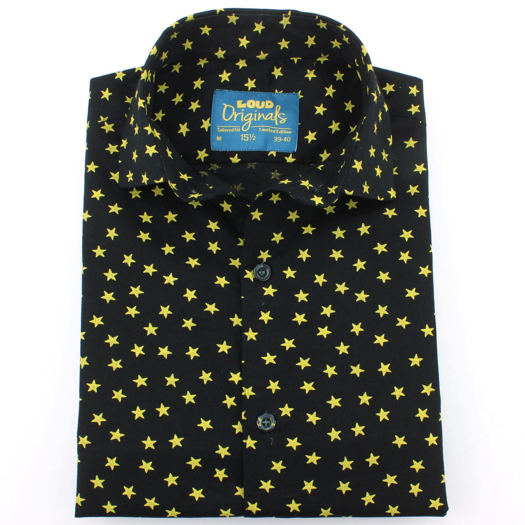 Tailored Fit Short Sleeve Shirt - Ditzy Yellow Stars