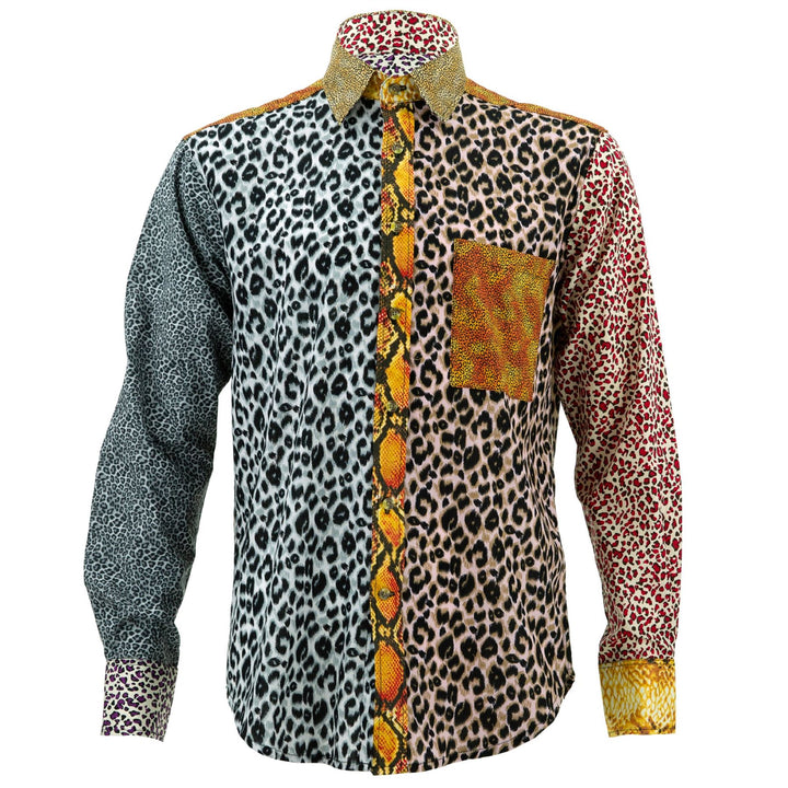 Regular Fit Long Sleeve Shirt - Random Mixed Panel Animal