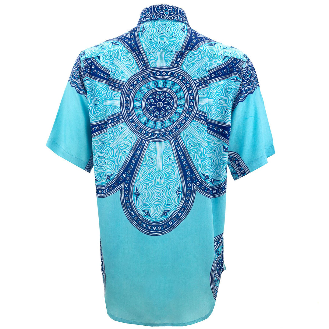 Regular Fit Short Sleeve Shirt - Flower Mandala - Light Blue