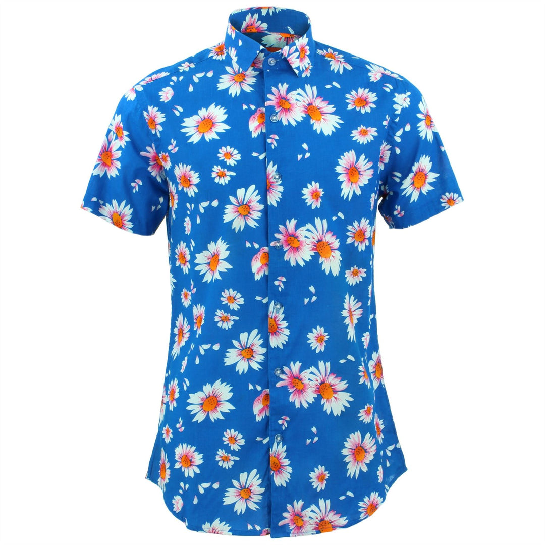 Tailored Fit Short Sleeve Shirt - Sky Daisies