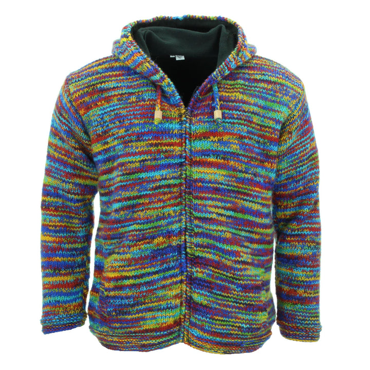 Hand Knitted Wool Hooded Jacket Cardigan - SD Rainbow