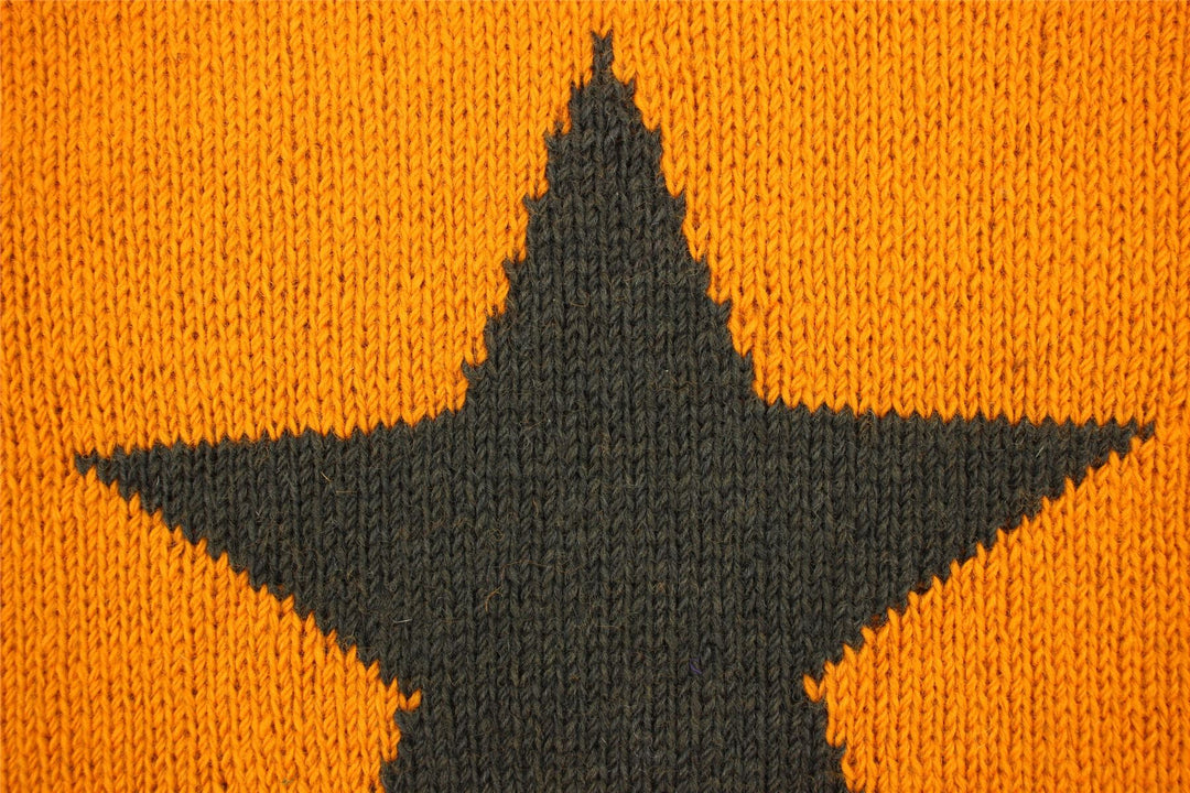 Chunky Wool Knit Star Jumper - Gold & Brown