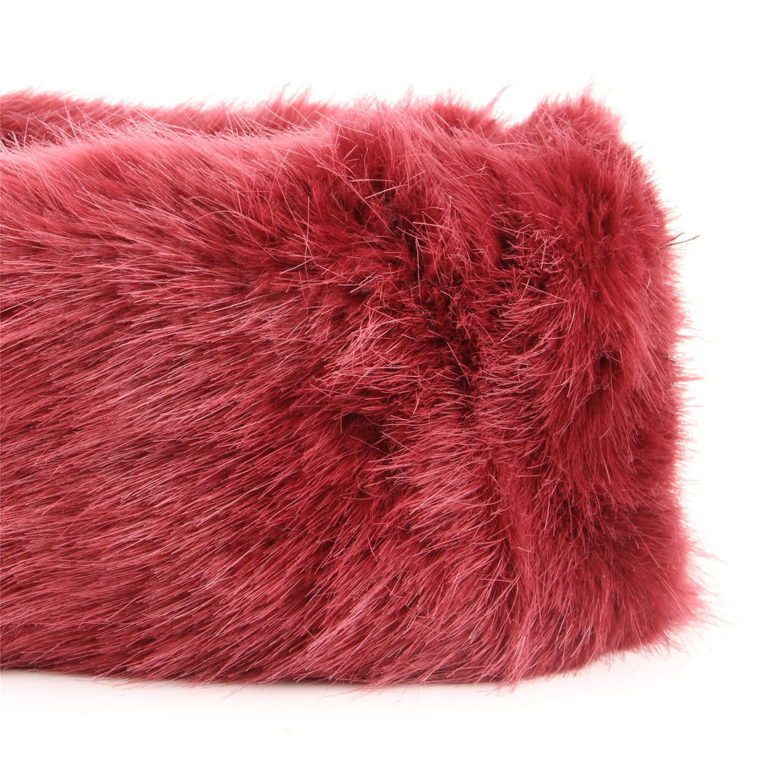 Elasticated Faux Fur headband with fleece lining - Maroon