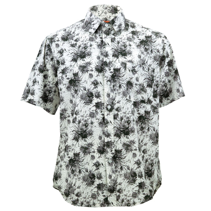 Regular Fit Short Sleeve Shirt - Charcoal Roses