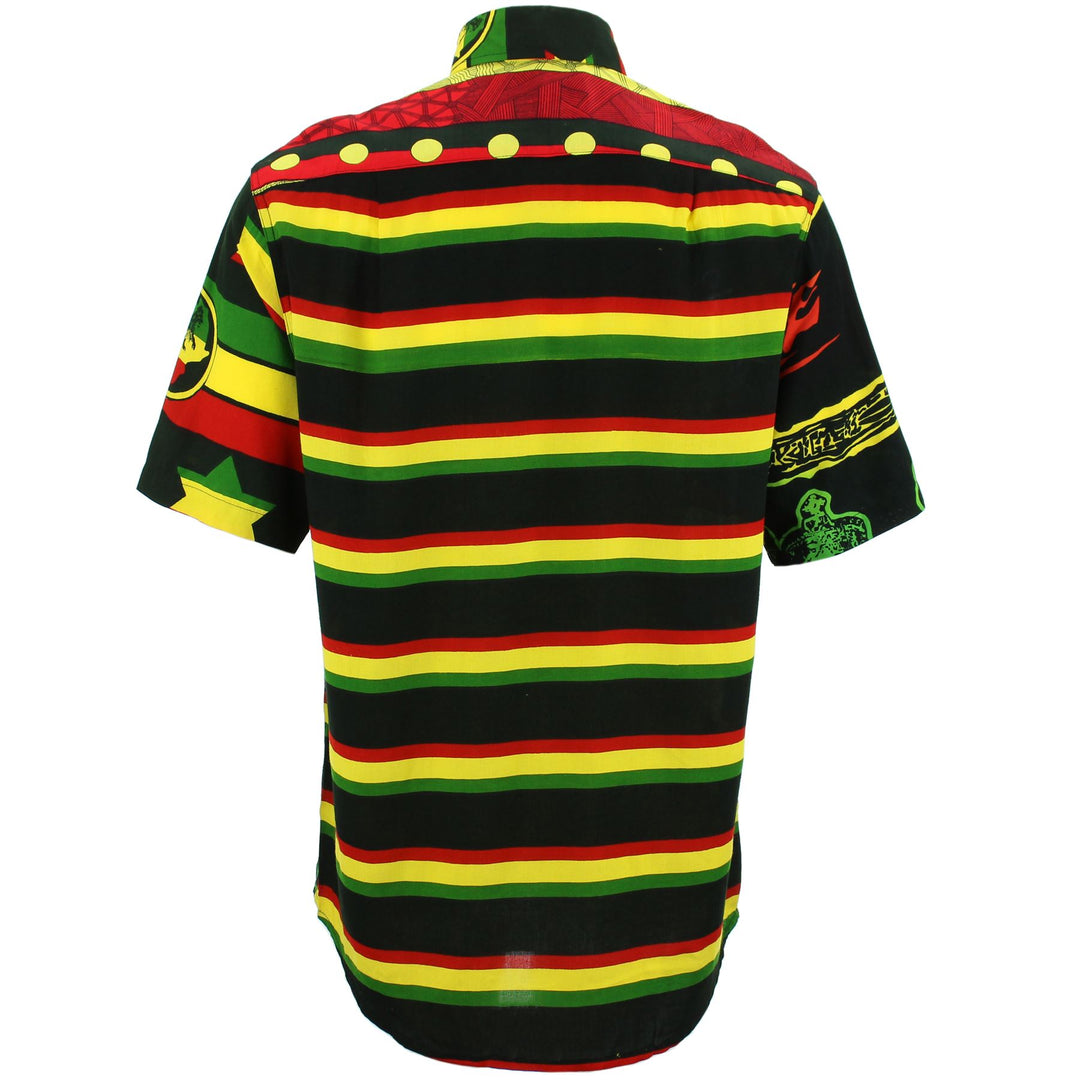 Regular Fit Short Sleeve Shirt - Random Mixed Panel - Rasta