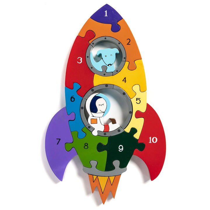 Handmade Wooden Jigsaw Puzzle - Number Rocket